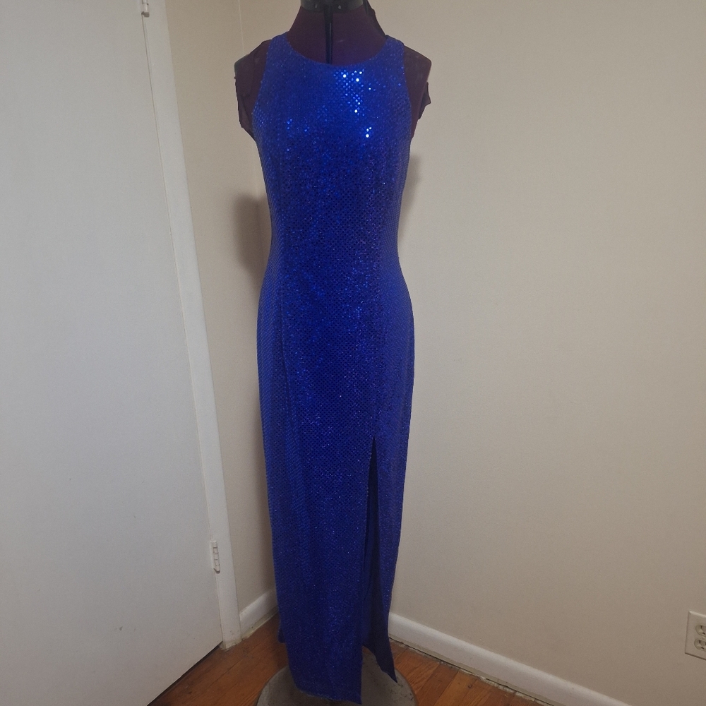 Elegant Blue Sequin Gown